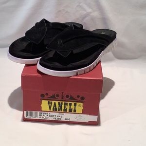 Vaneli Black Sandals with Decorative Embellishment